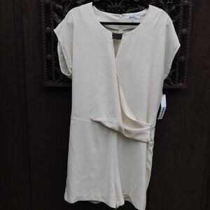 DKNYC Sz 14 Ivory Faux Wrap Gold Accent Romper Pantsuit NEW NWT